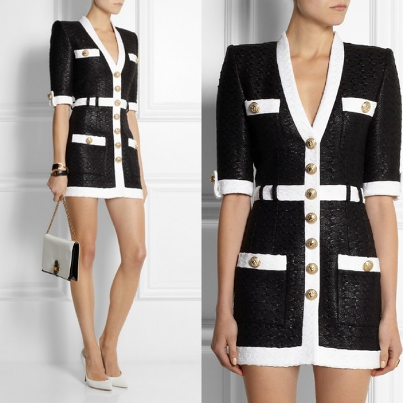 black and white contrast dress